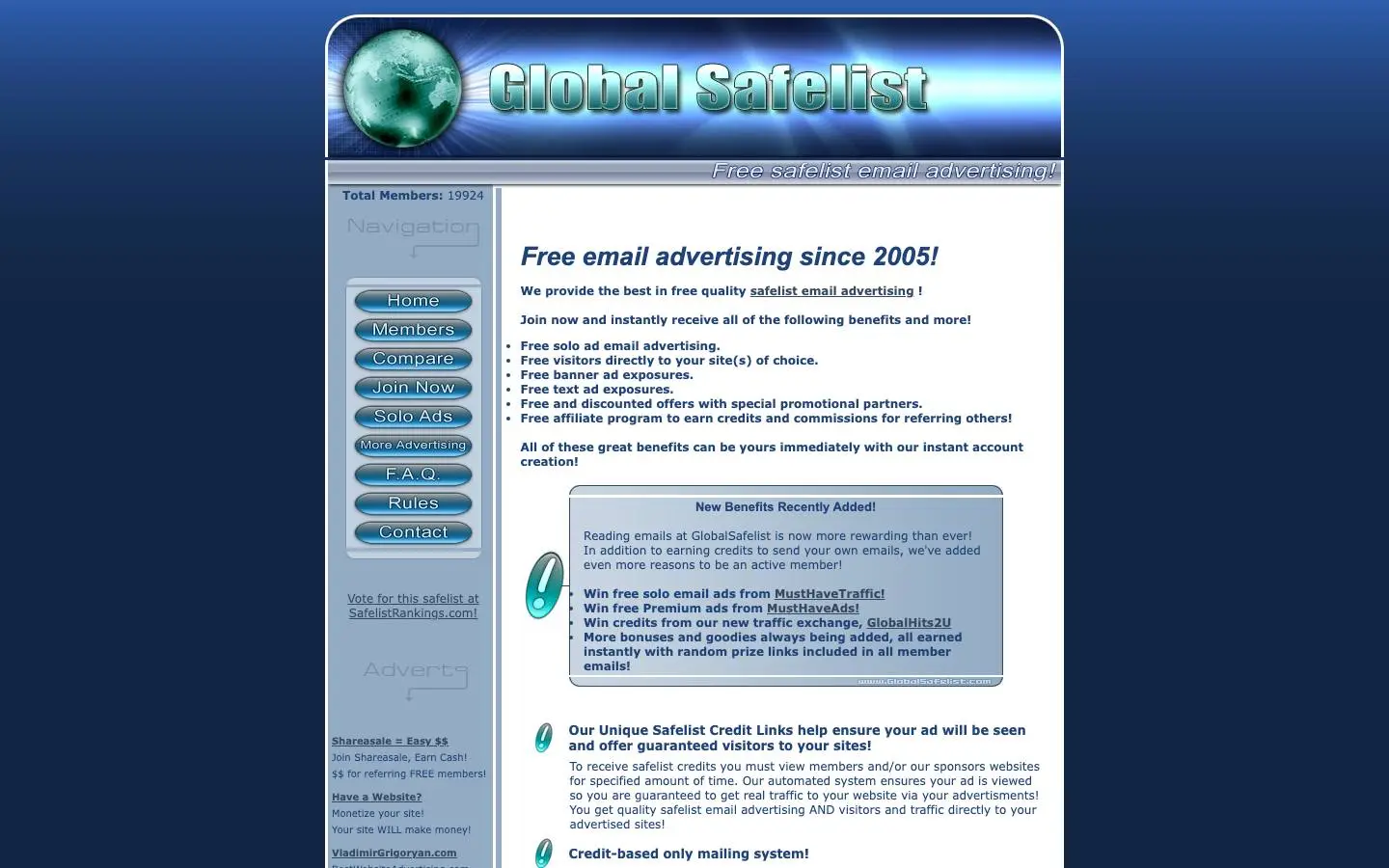 Screenshot of Globalsafelist (globalsafelist.com)