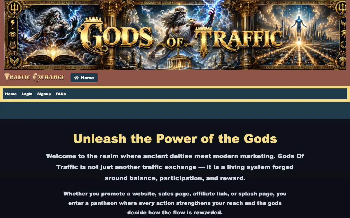 Screenshot of Gods Of Traffic (godsoftraffic.com)