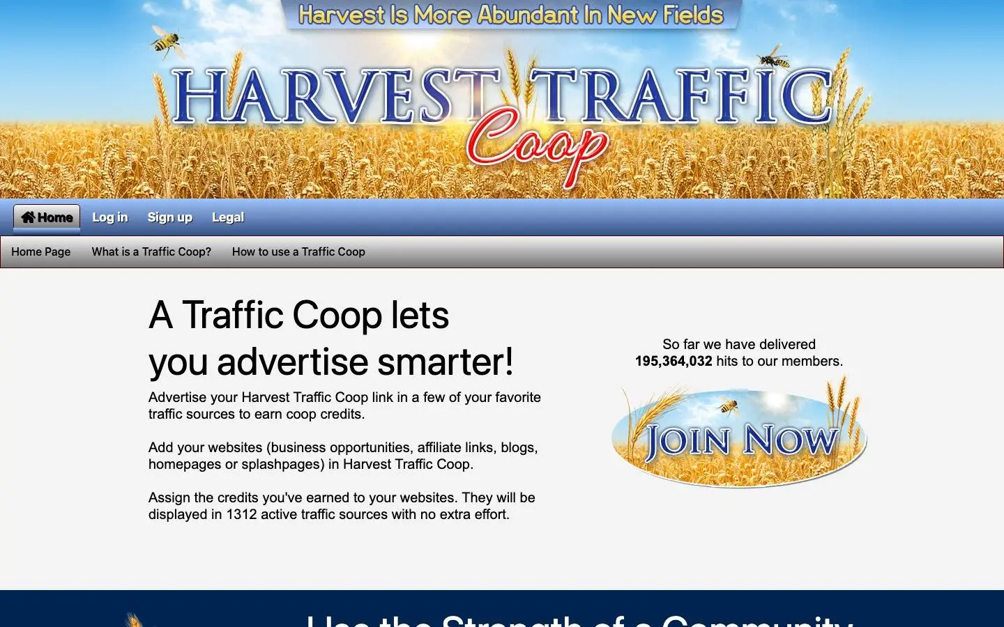 Screenshot of Traffic Coop that lets you reach further with your ads (harvesttraffic.com)