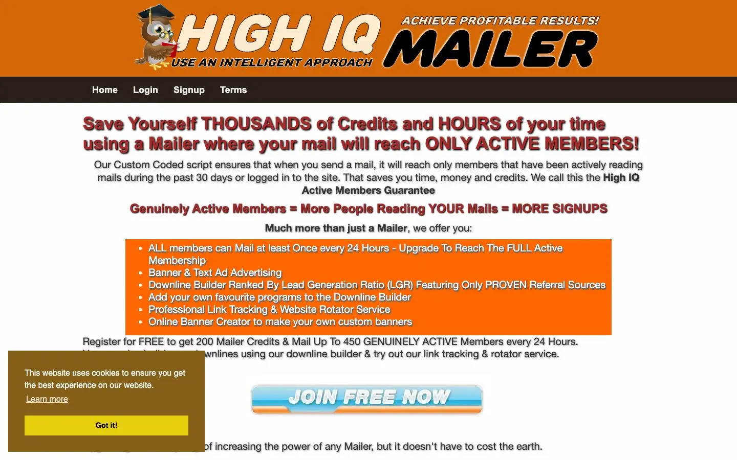 Screenshot of High IQ Mailer (highiqmailer.com)