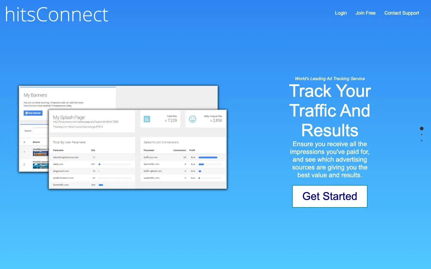 Screenshot of HitsConnect (hitsconnect.com)