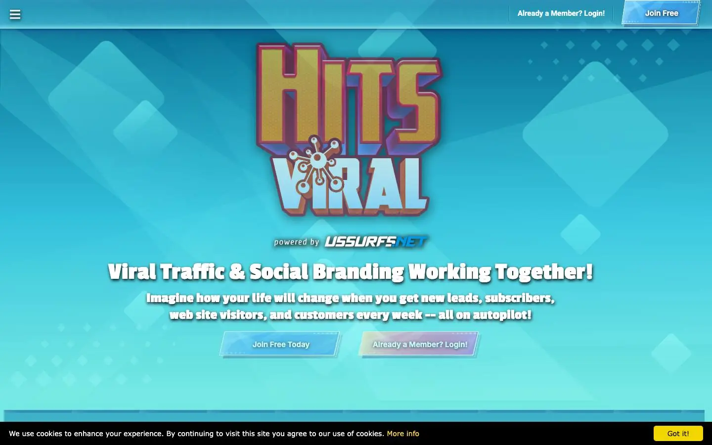 Screenshot of HitsViral (hitsviral.com)