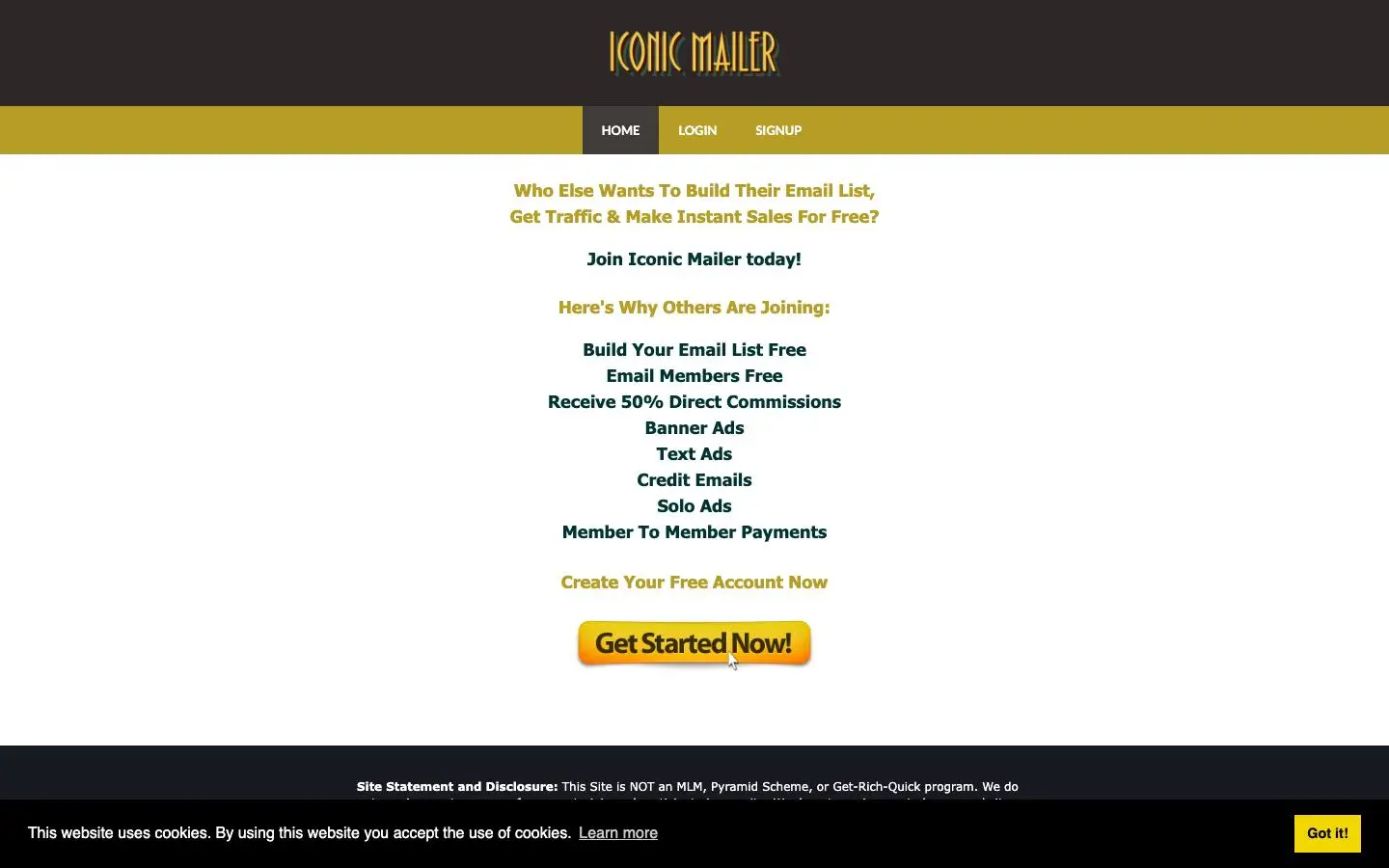 Screenshot of Iconic Mailer (iconicmailer.com)