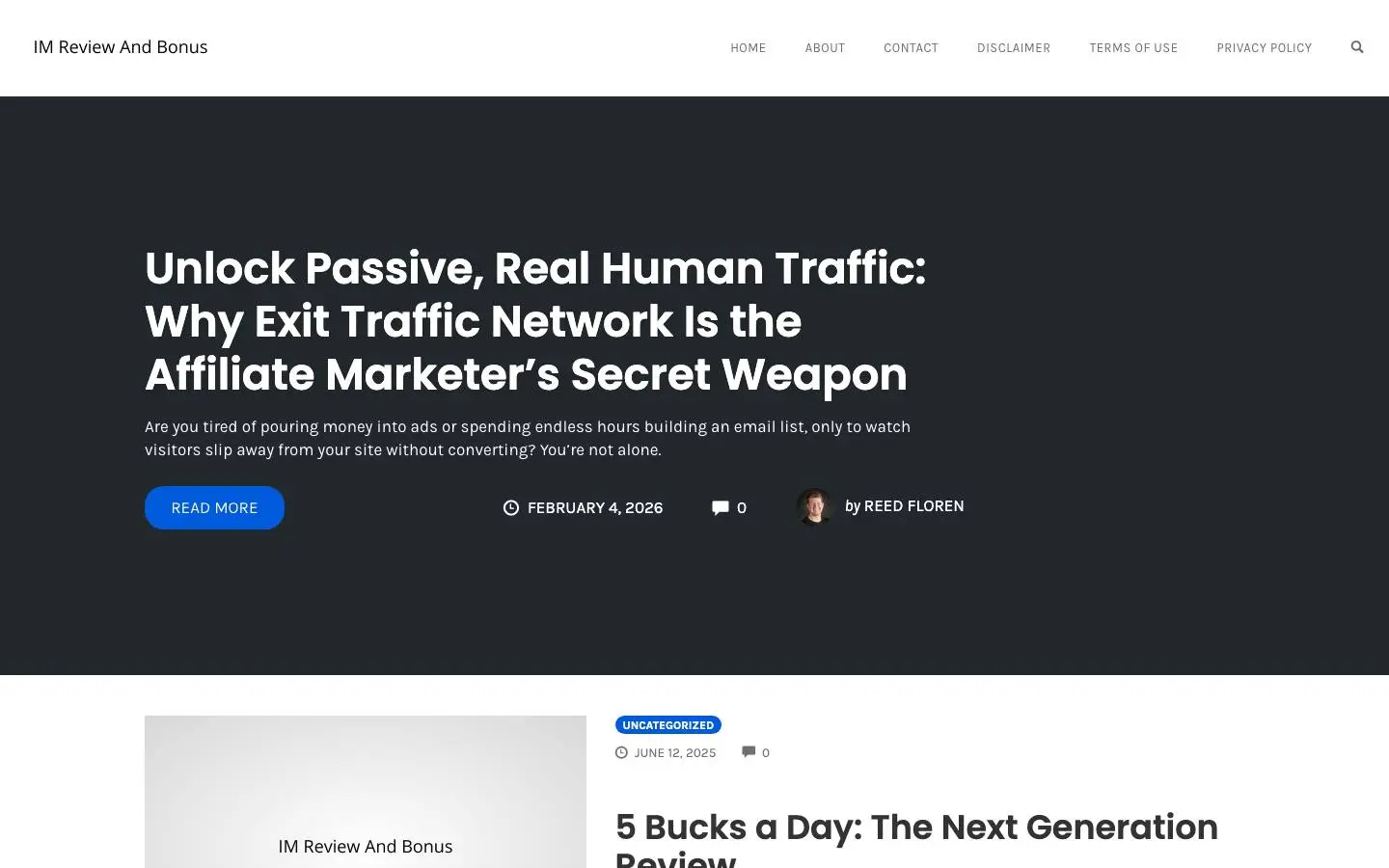 Screenshot of Imreviewandbonus (imreviewandbonus.com)