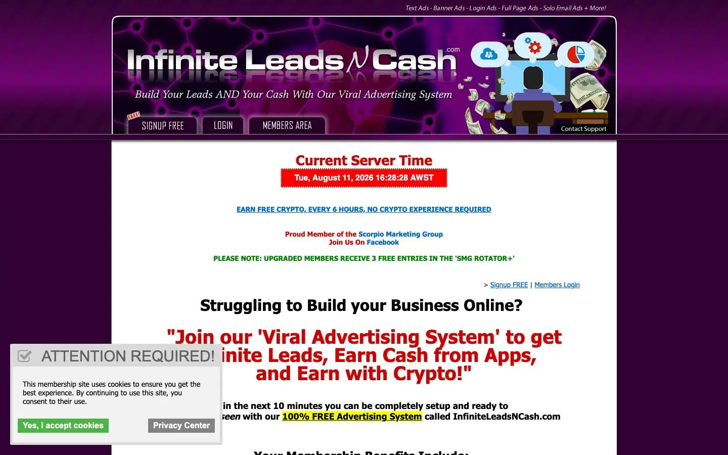 Screenshot of InfiniteLeadsNCash (infiniteleadsncash.com)