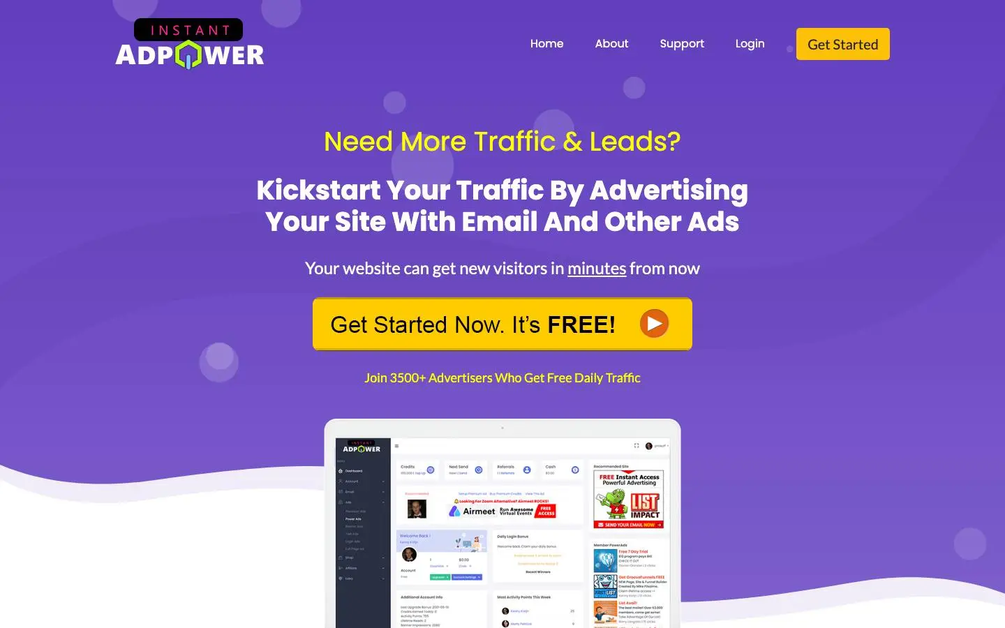Screenshot of Instantadpower (instantadpower.com)