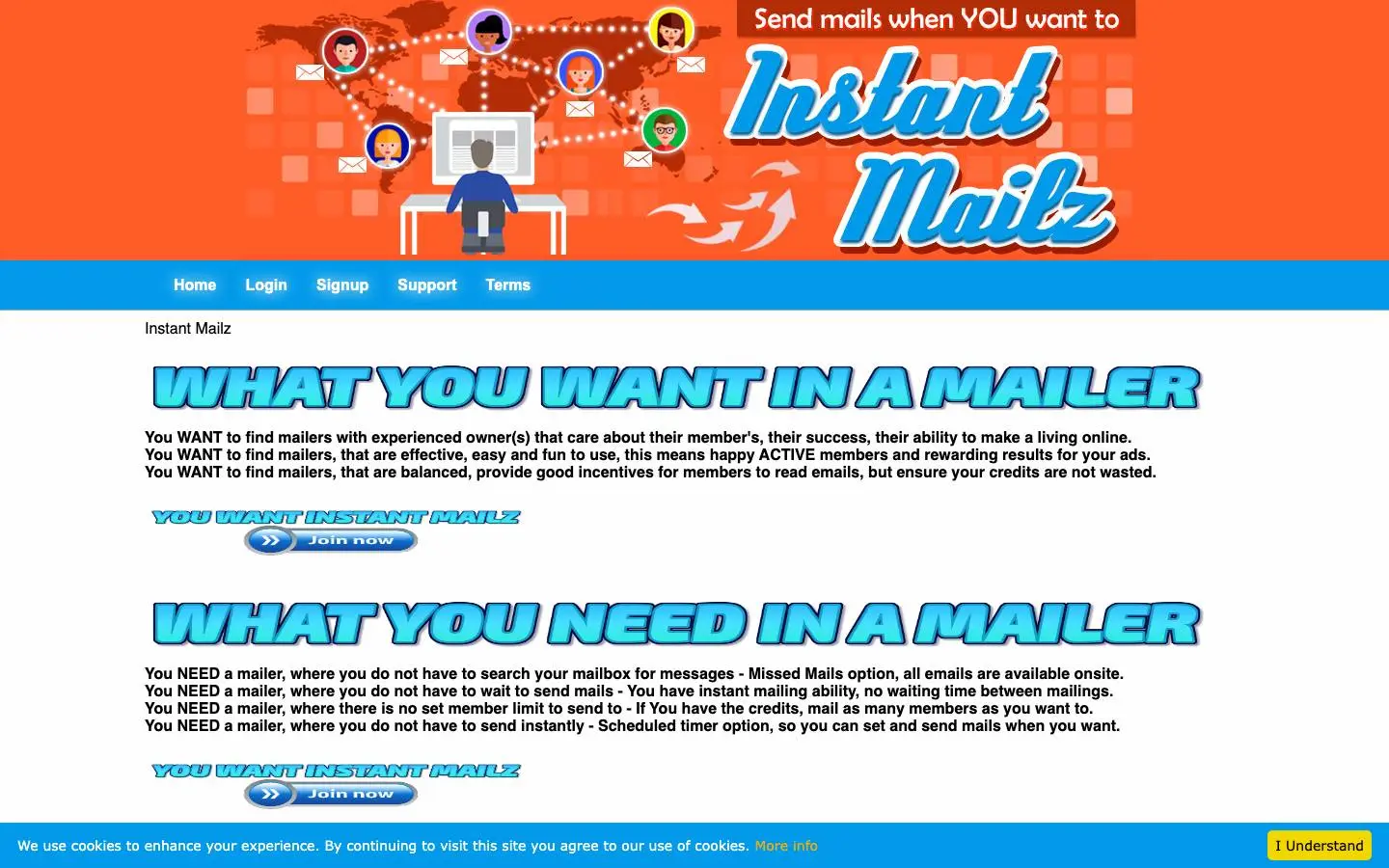 Screenshot of Instant Mailz (instantmailz.com)