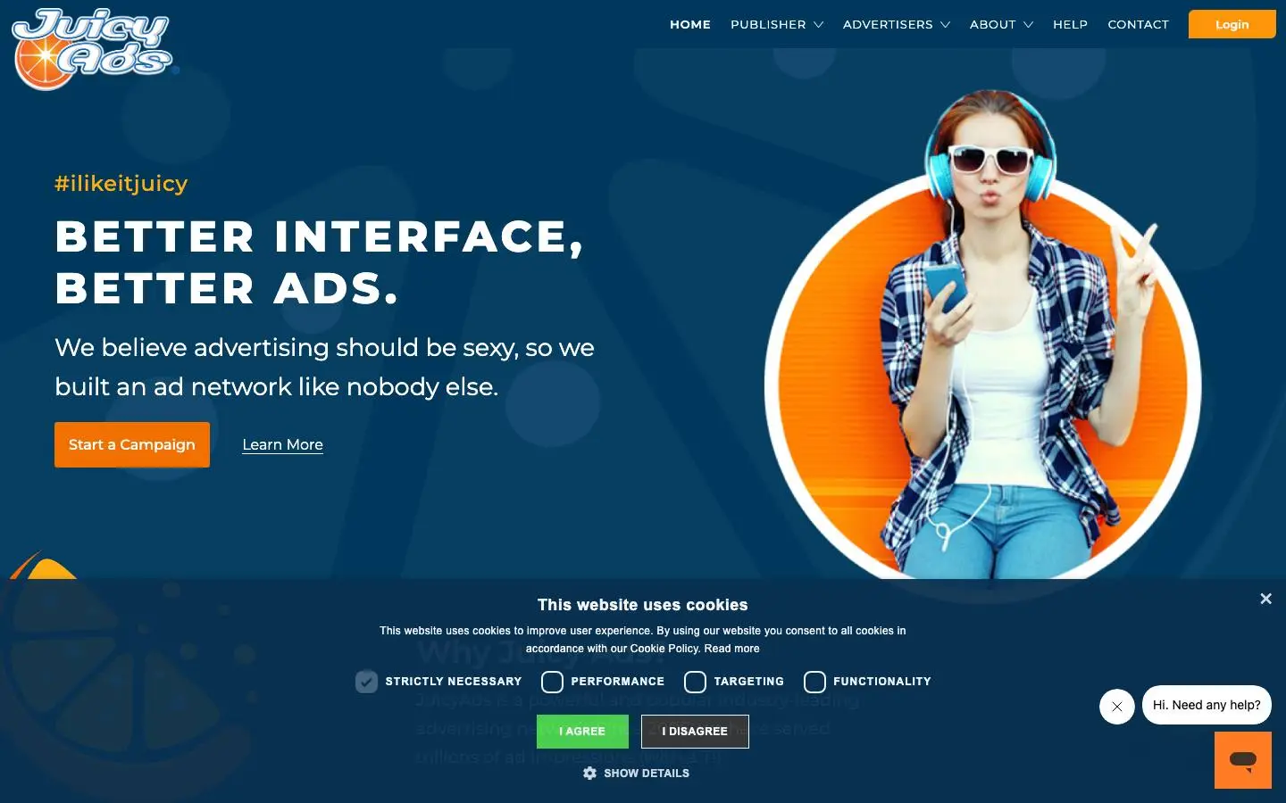 Screenshot of JuicyAds Adult Ad Network (juicyads.com)