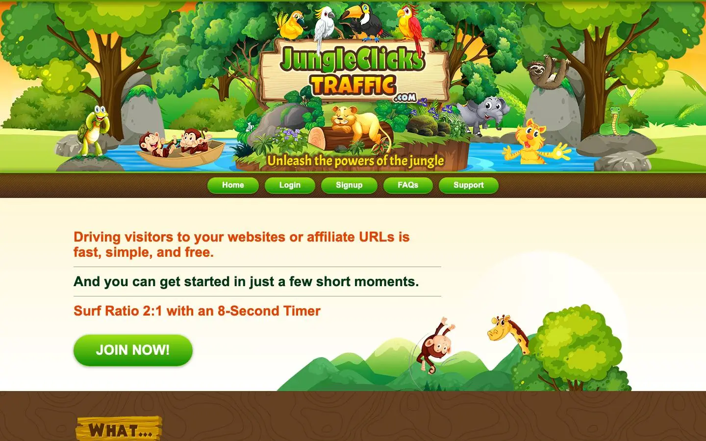 Screenshot of JungleClicksTraffic (jungleclickstraffic.com)