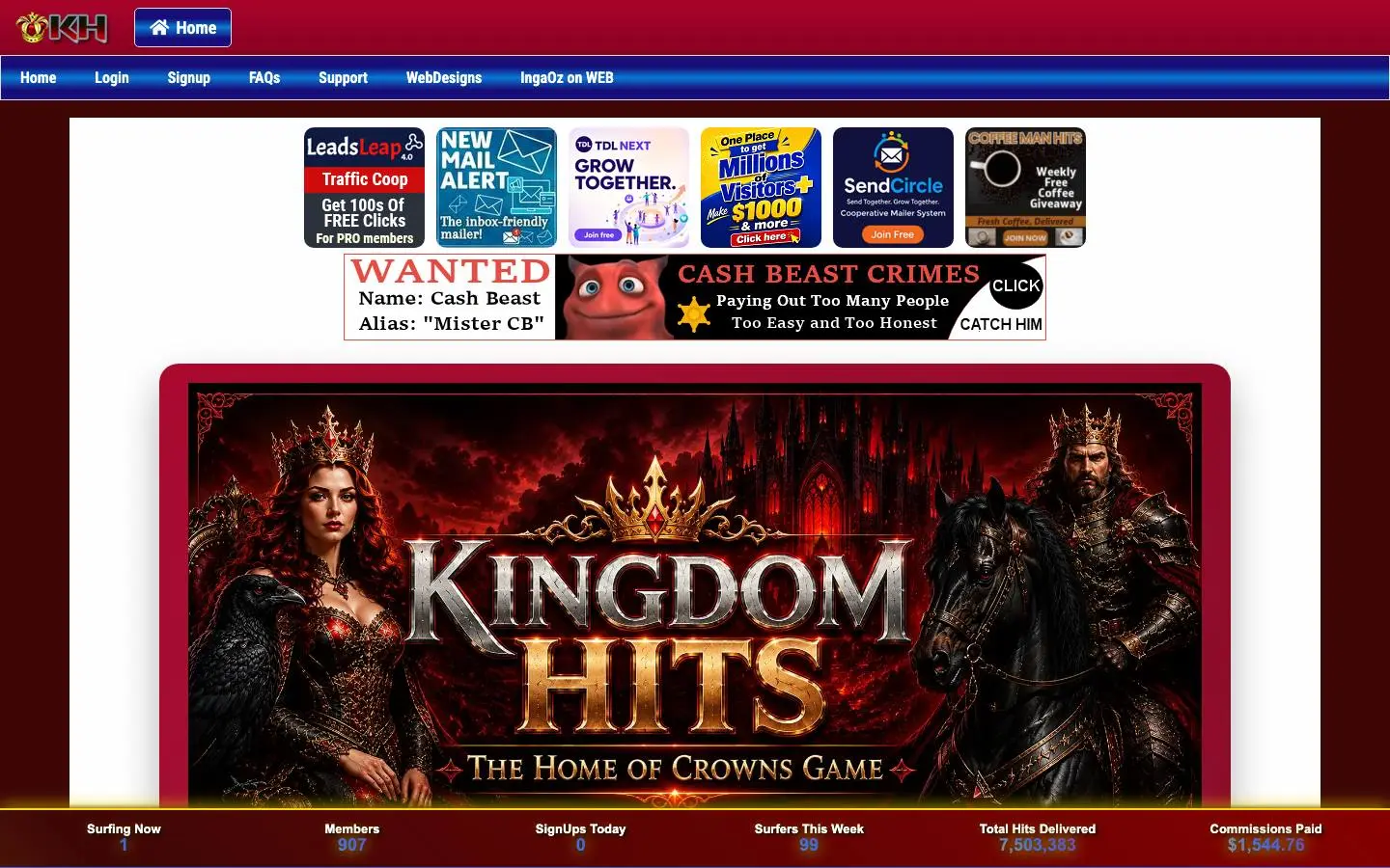 Screenshot of Kingdom Hits (kingdomhits.com)