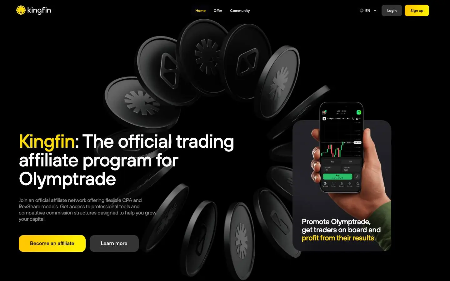 Screenshot of Trading Affiliate Program (kingfin.com)