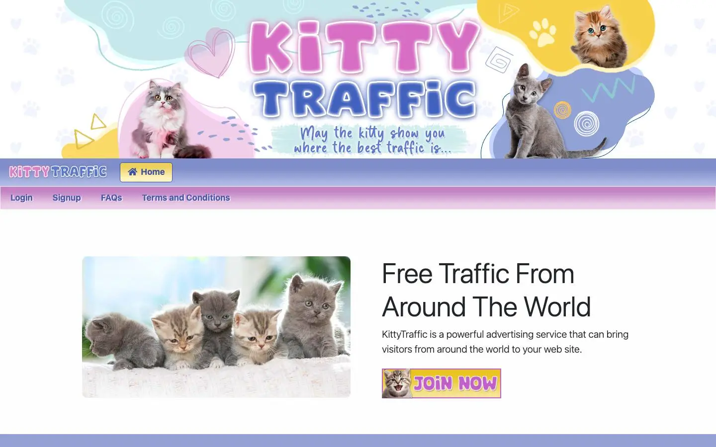 Screenshot of KittyTraffic (kittytraffic.com)