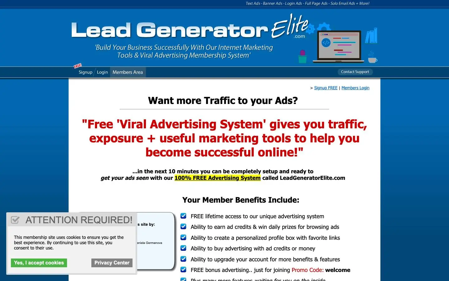 Screenshot of LeadGeneratorElite (leadgeneratorelite.com)