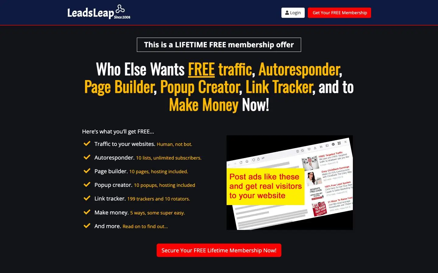 Screenshot of LeadsLeap (leadsleap.com)