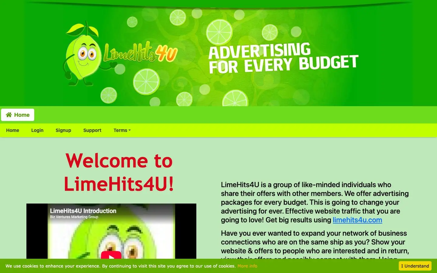 Screenshot of LimeHits4U Manual Traffic Exchange (limehits4u.com)