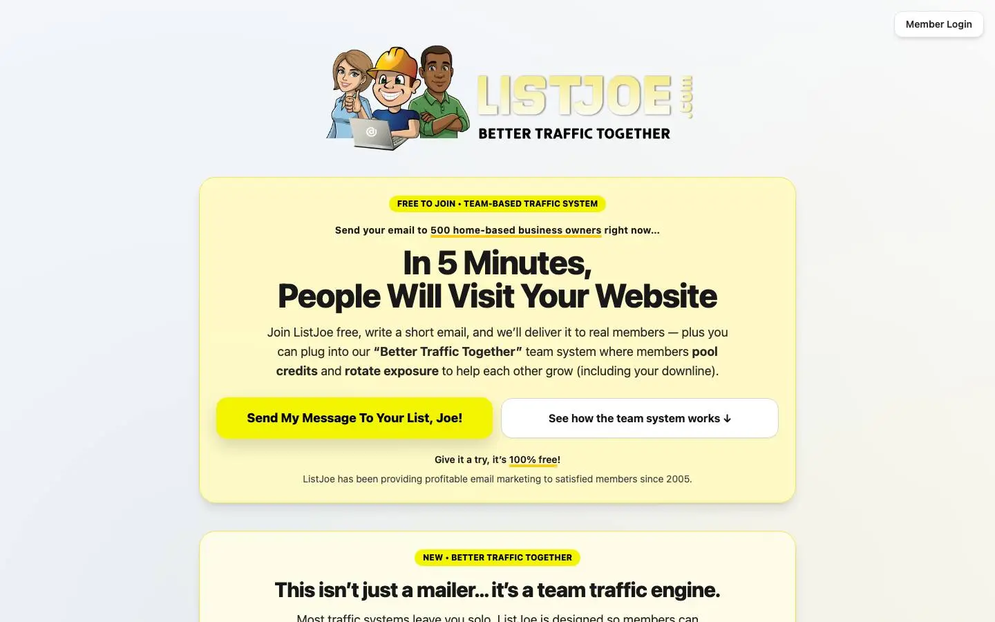 Screenshot of ListJoe (listjoe.com)