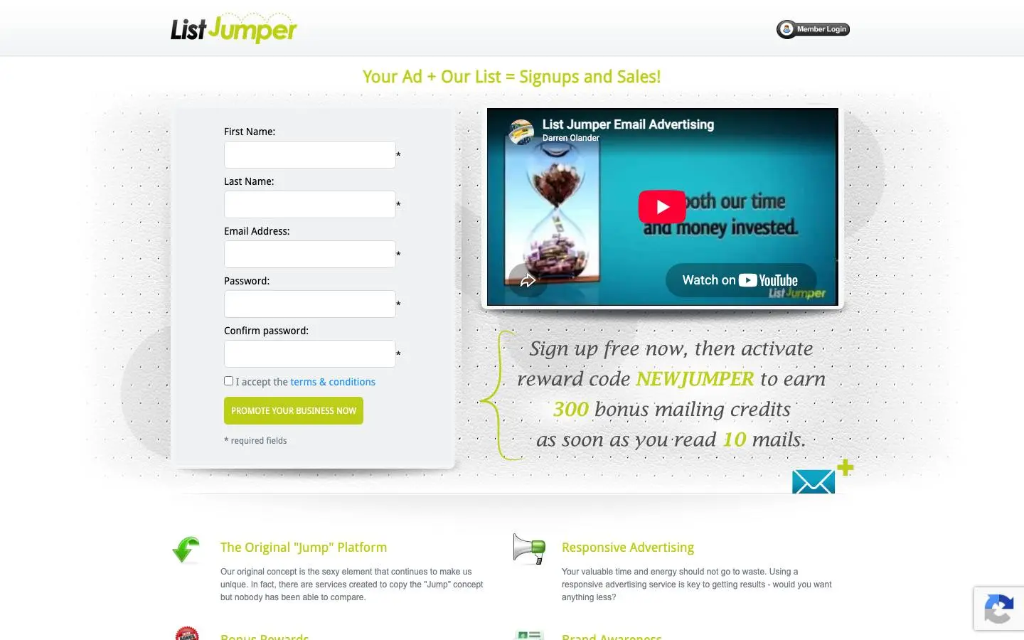 Screenshot of ListJumper (listjumper.com)