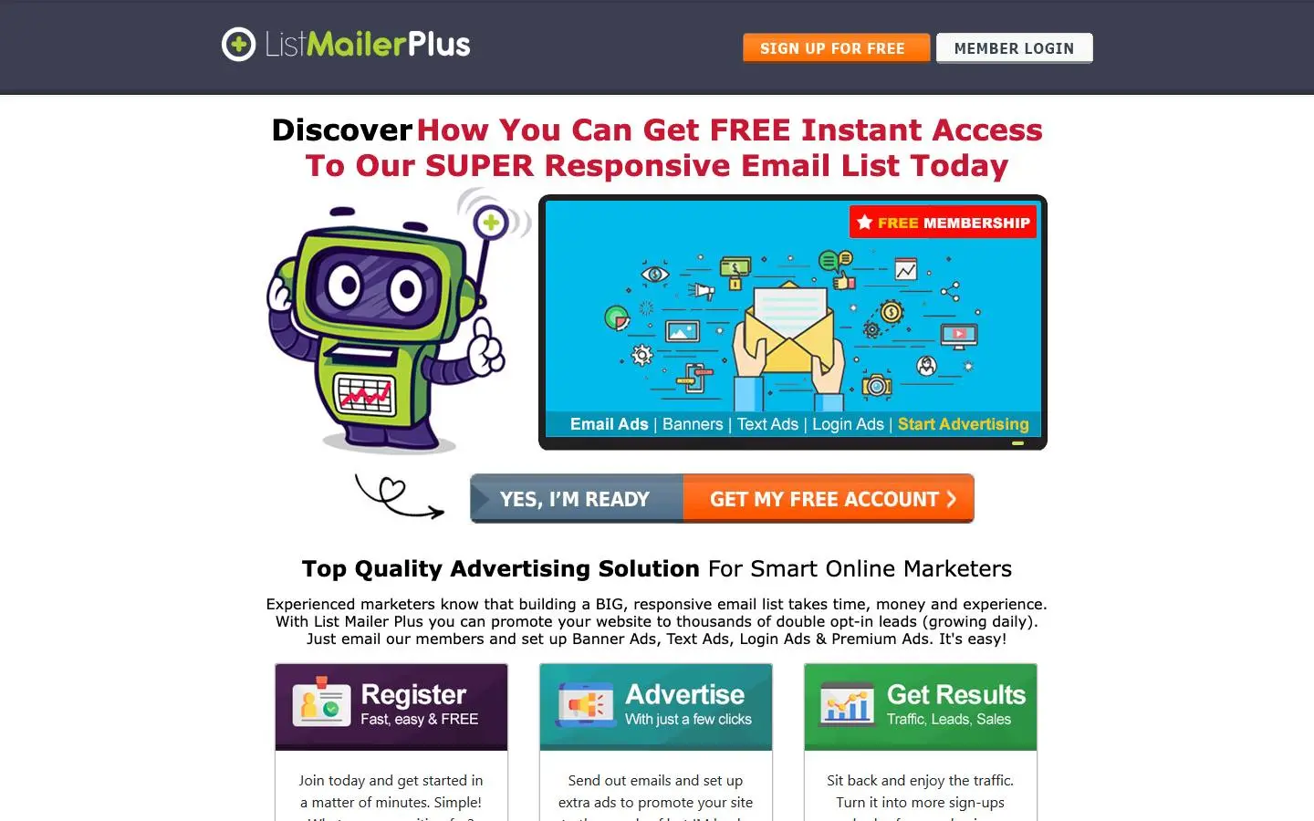 Screenshot of List Mailer Plus (listmailerplus.com)