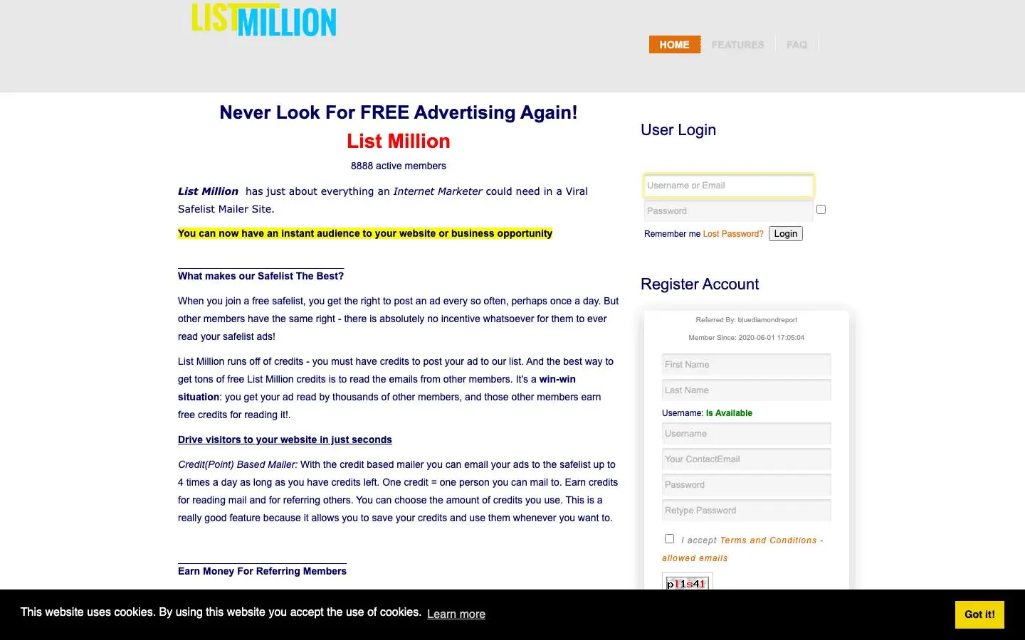 Screenshot of List Million (listmillion.com)