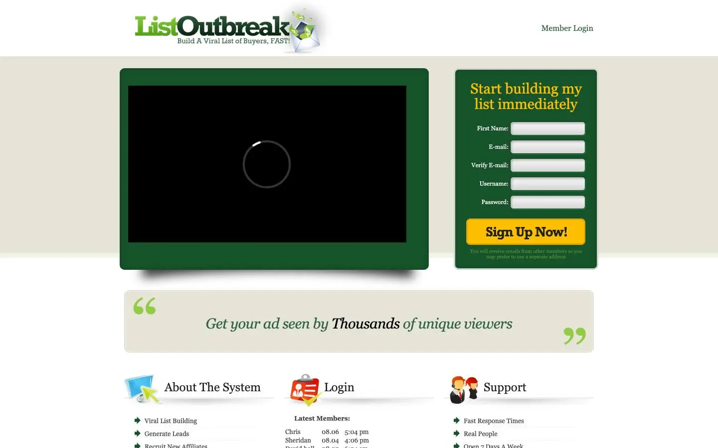 Screenshot of List Outbreak (listoutbreak.com)