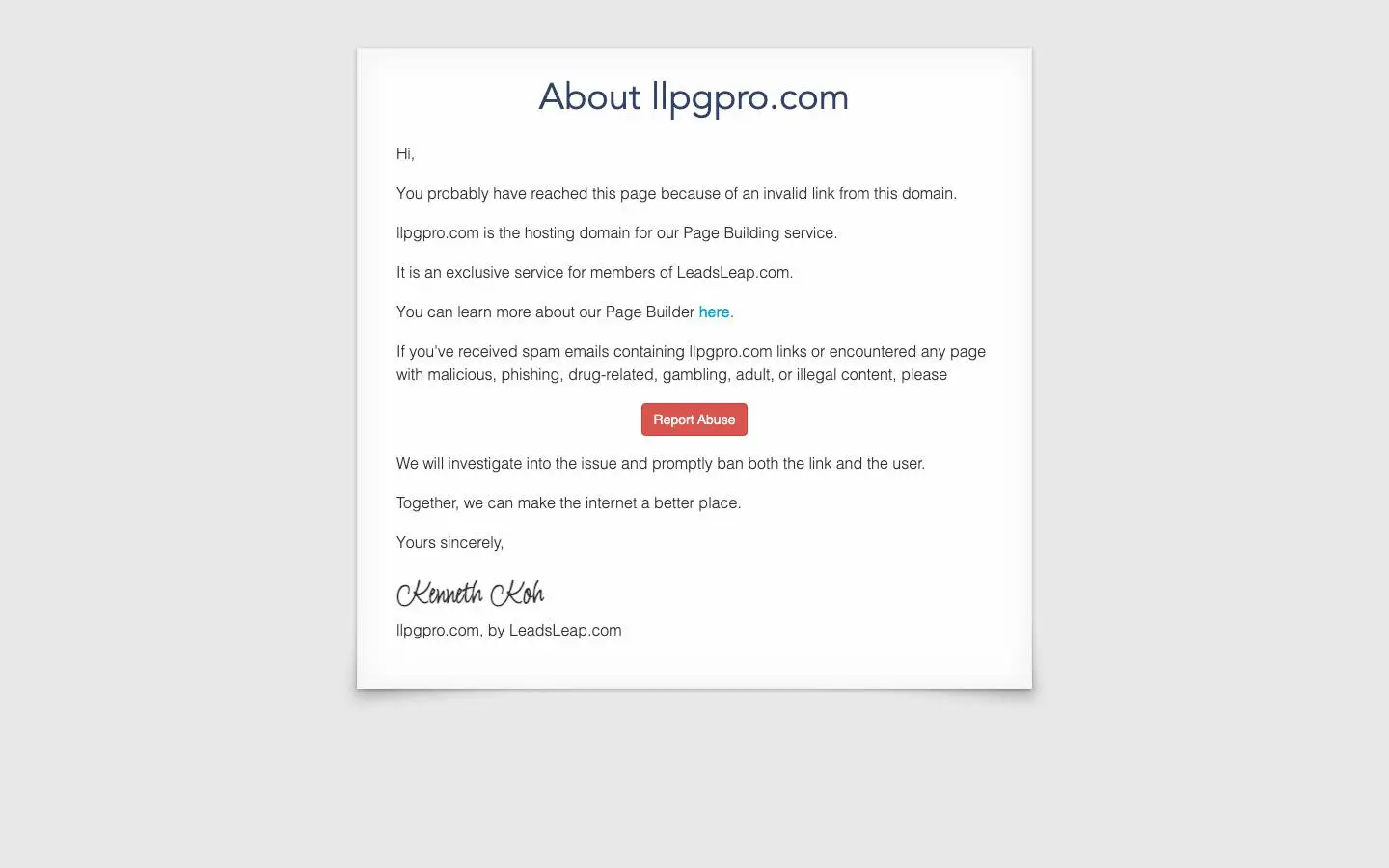 Screenshot of LeadLeap Landing Page (llpgpro.com)