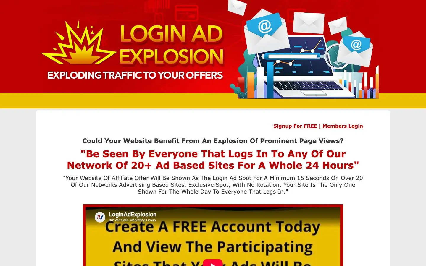 Screenshot of Login Ad Explosion (loginadexplosion.com)