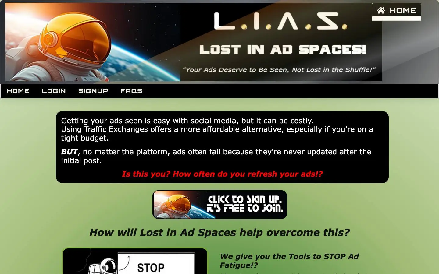 Screenshot of Lost in Ad Spaces (lostinadspaces.com)