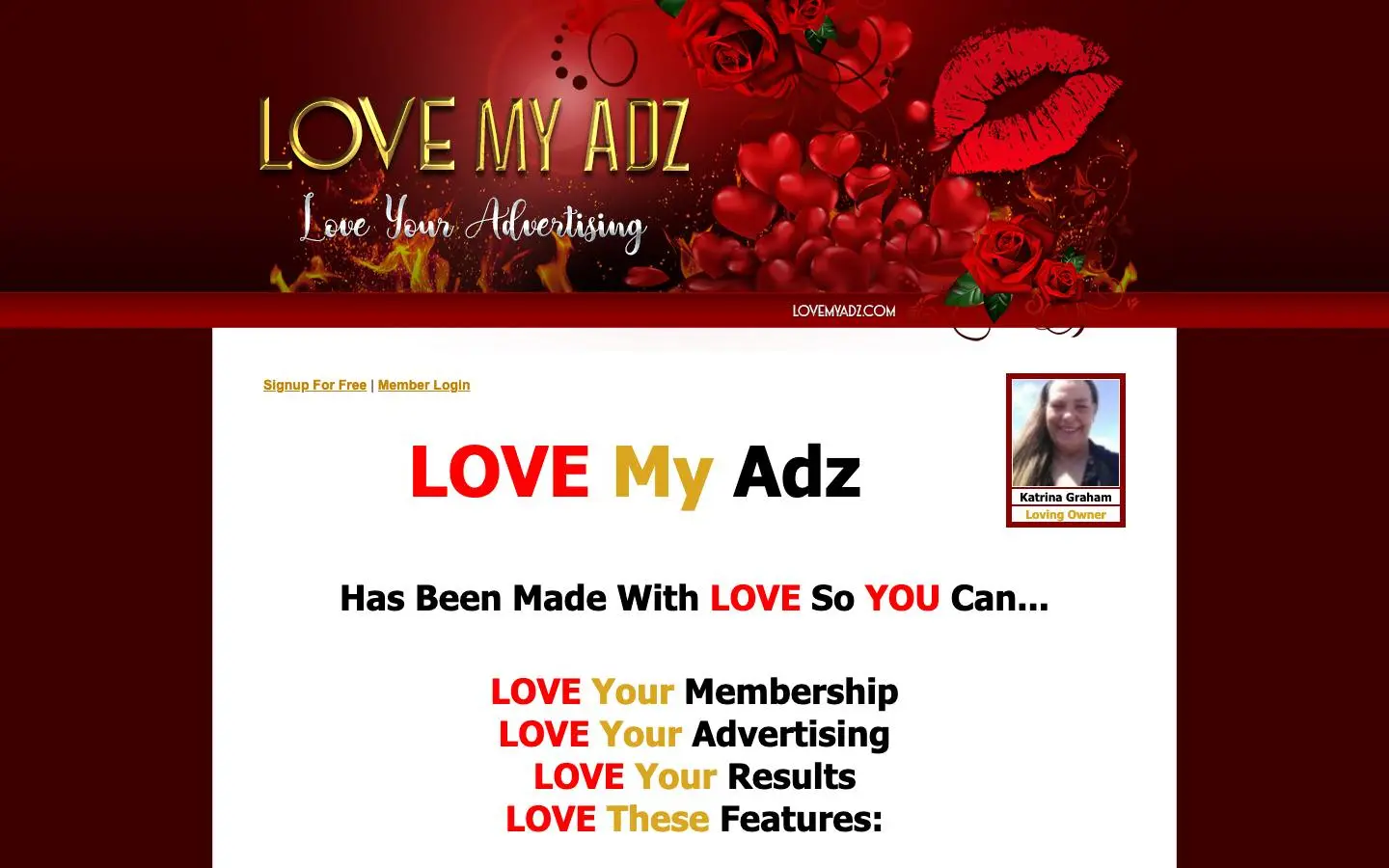 Screenshot of Love My Adz (lovemyadz.com)