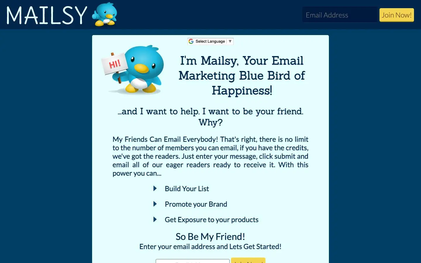 Screenshot of Mailsy (mailsy.net)