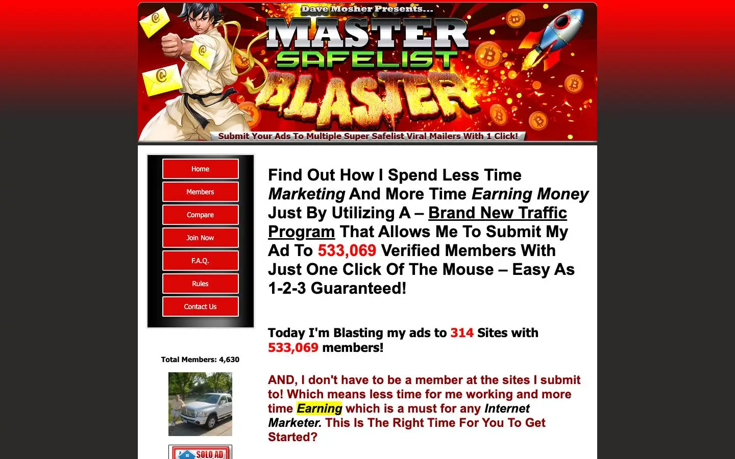 Screenshot of Master Safelist Blaster (mastersafelistblaster.com)