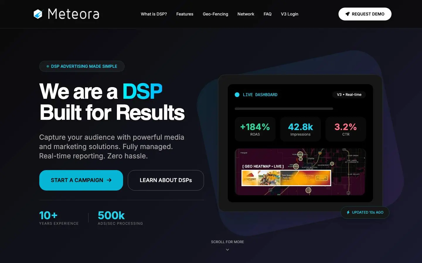 Screenshot of Meteora (meteora.co)