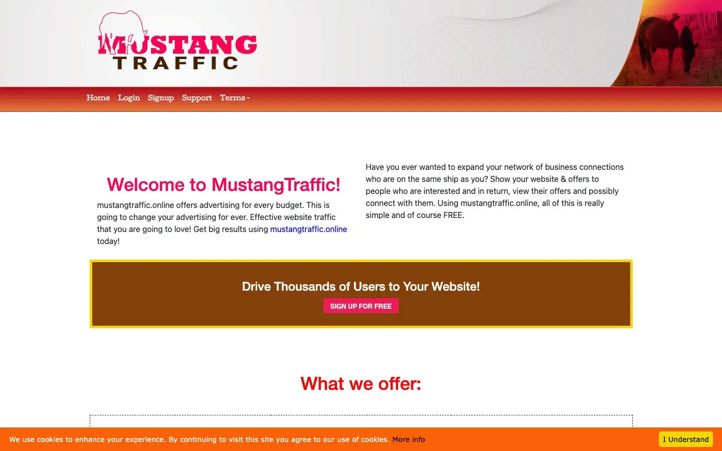Screenshot of Mustang Traffic (mustangtraffic.online)