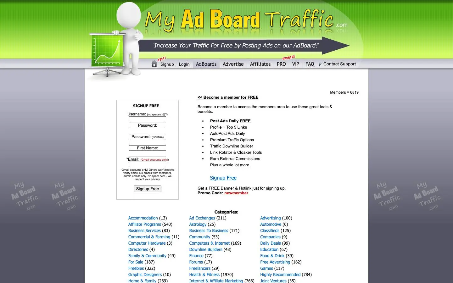 Screenshot of MyAdBoardTraffic (myadboardtraffic.com)