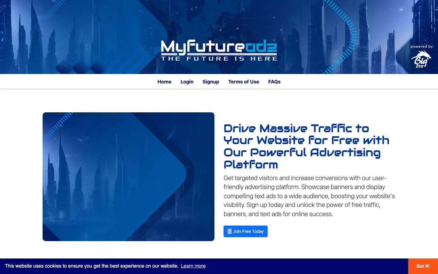 Screenshot of My Future Adz by Bigevs (myfutureadz.com)