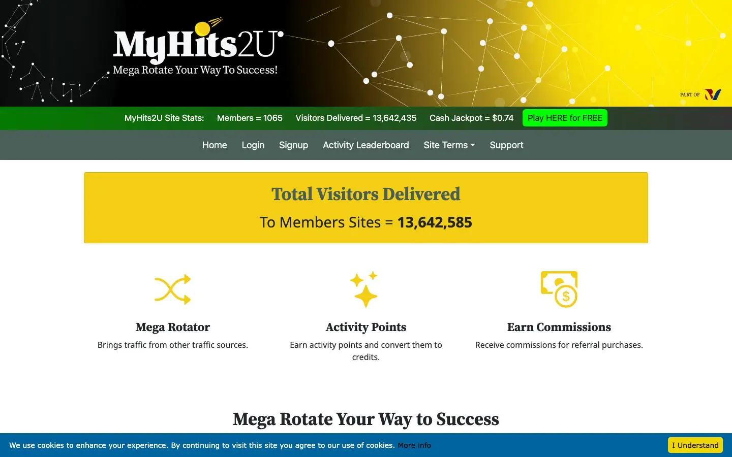 Screenshot of MyHits2U (myhits2u.com)
