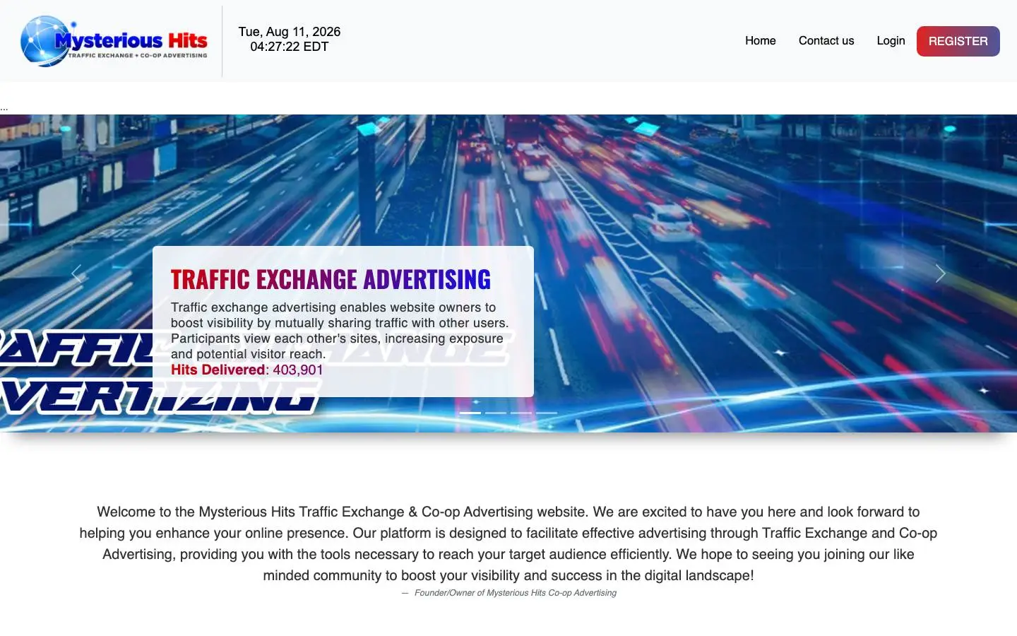 Screenshot of Mysterious Hits Co-op Advertising (mysterioushits.com)