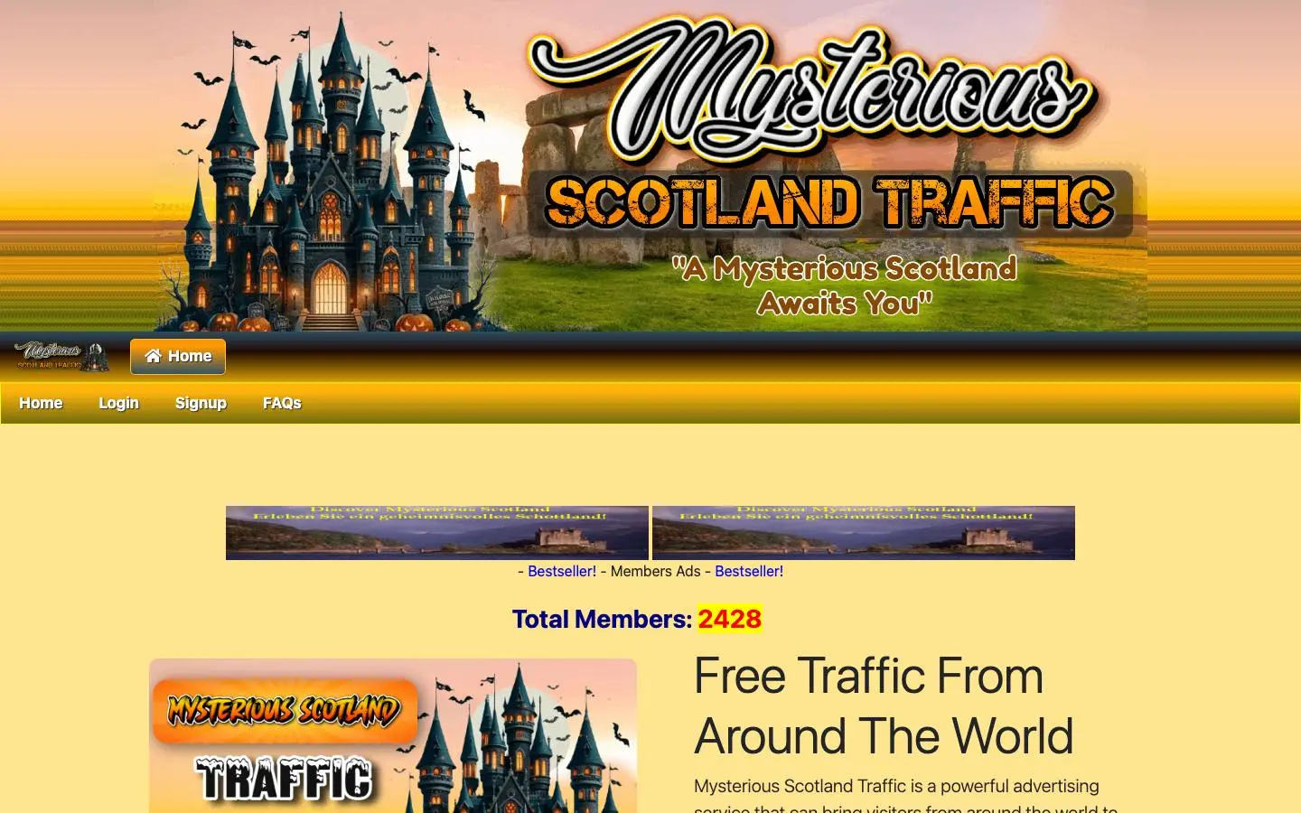 Screenshot of Mysterious Scotland Traffic (mysteriousscotlandtraffic.com)
