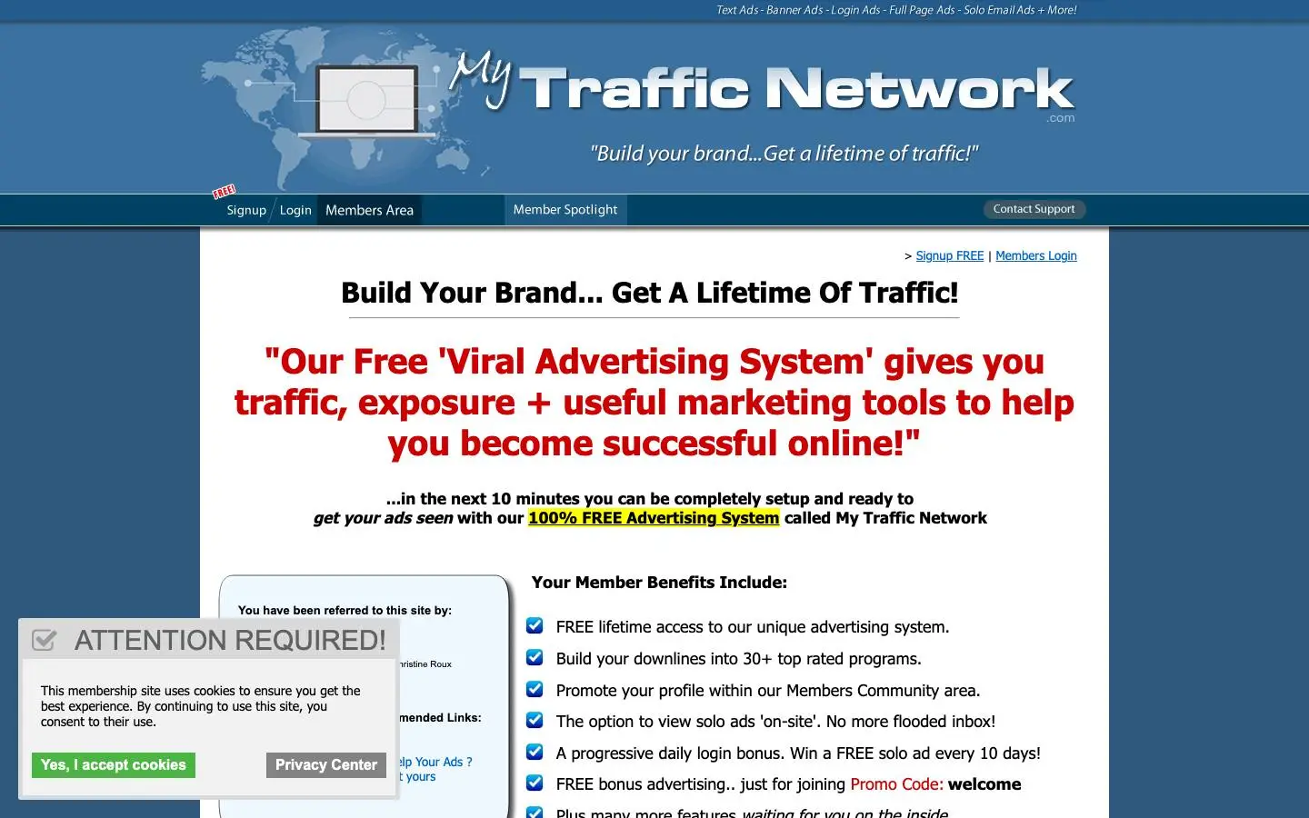 Screenshot of My Traffic Network (mytrafficnetwork.com)
