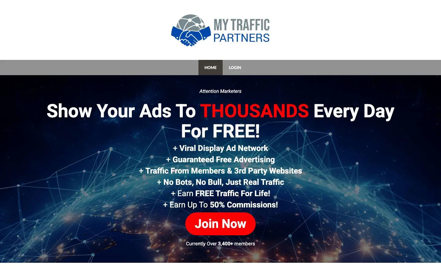 Screenshot of My Traffic Partners (mytrafficpartners.com)