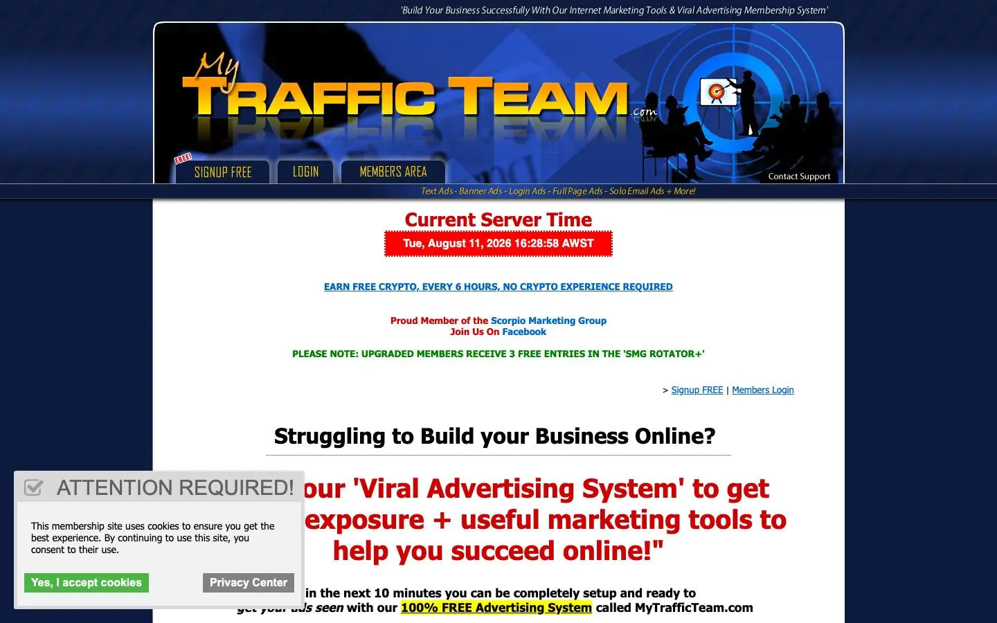 Screenshot of MyTrafficTeam (mytrafficteam.com)