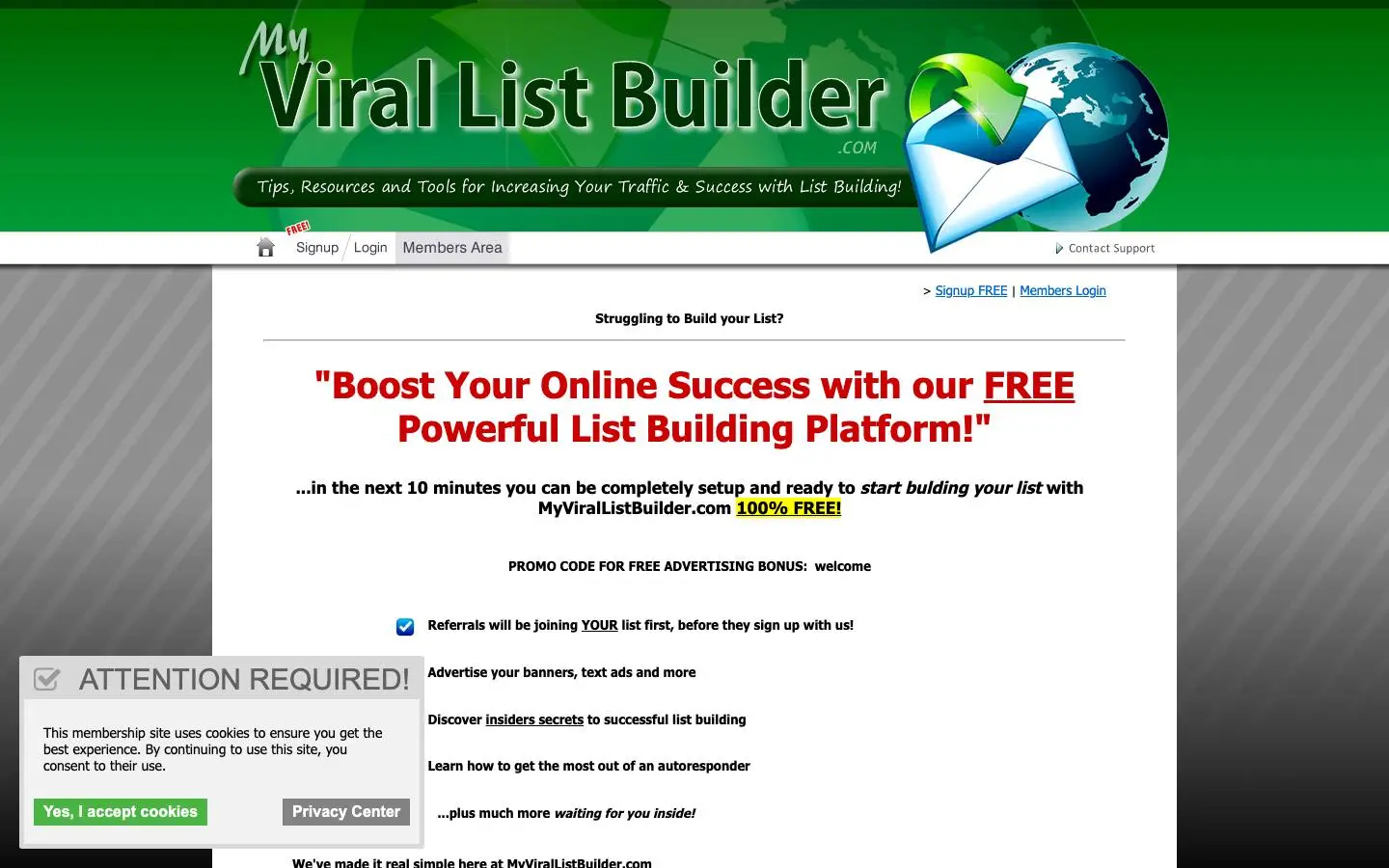Screenshot of MyViralListBuilder (myvirallistbuilder.com)