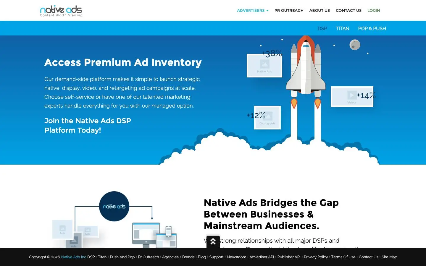 Screenshot of Self Serve DSP for Native and Display Ads with Nativeads (nativeads.com)