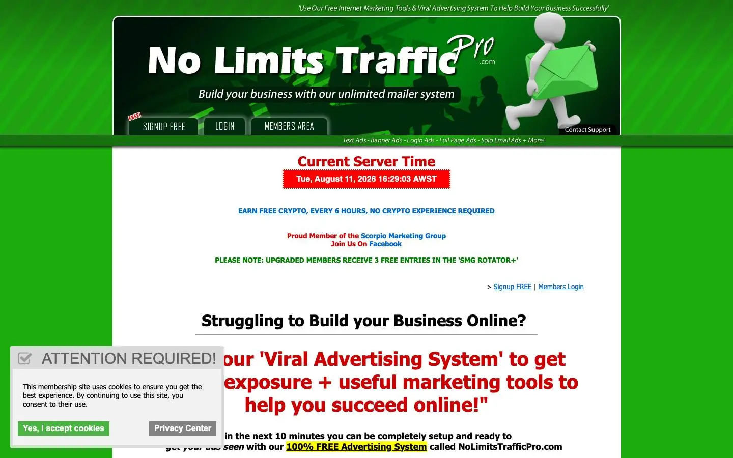 Screenshot of NoLimitsTrafficPro (nolimitstrafficpro.com)
