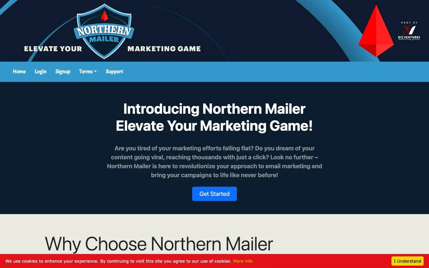 Screenshot of NorthernMailer (northernmailer.com)
