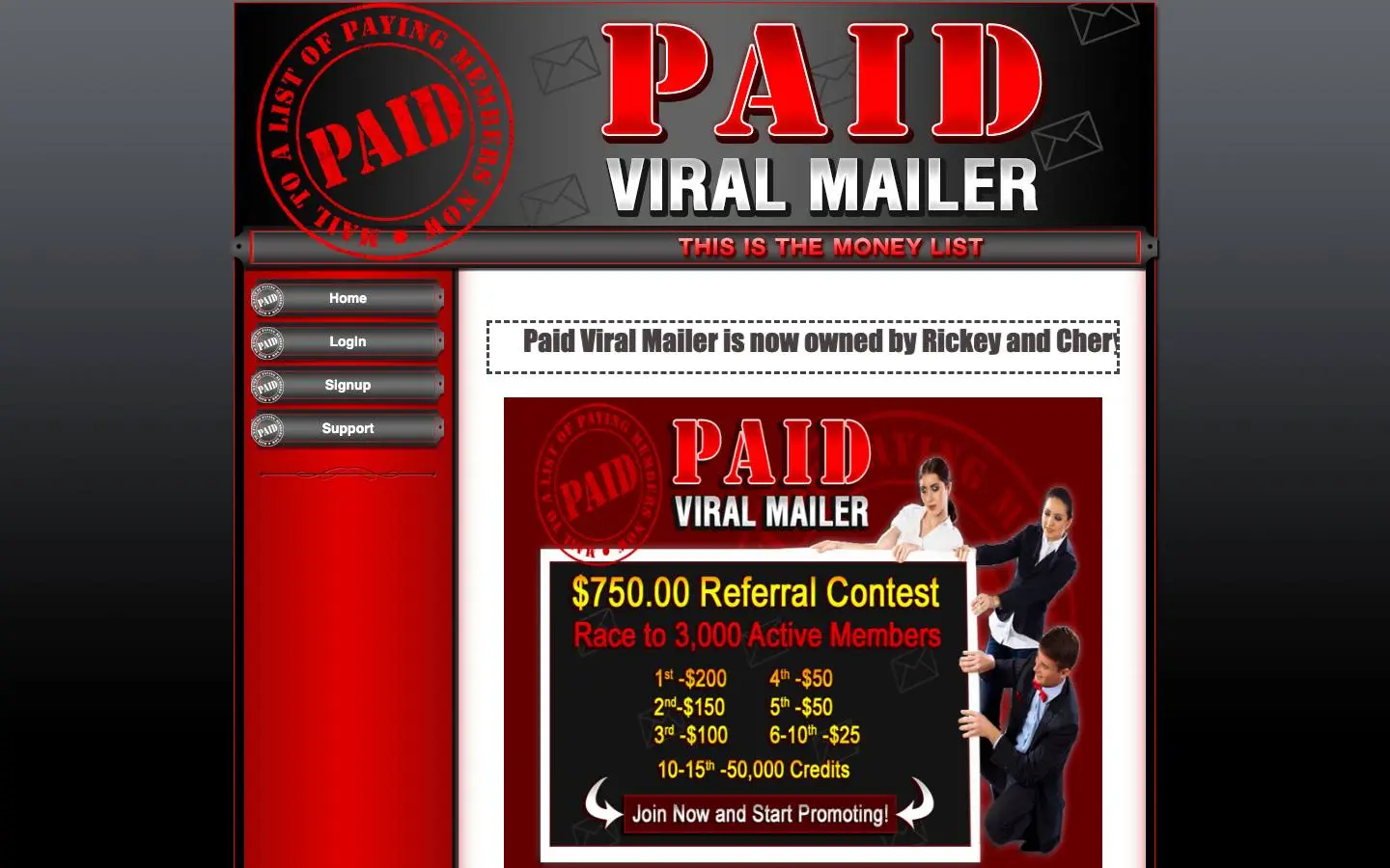 Screenshot of Paid Viral Mailer (paidviralmailer.com)