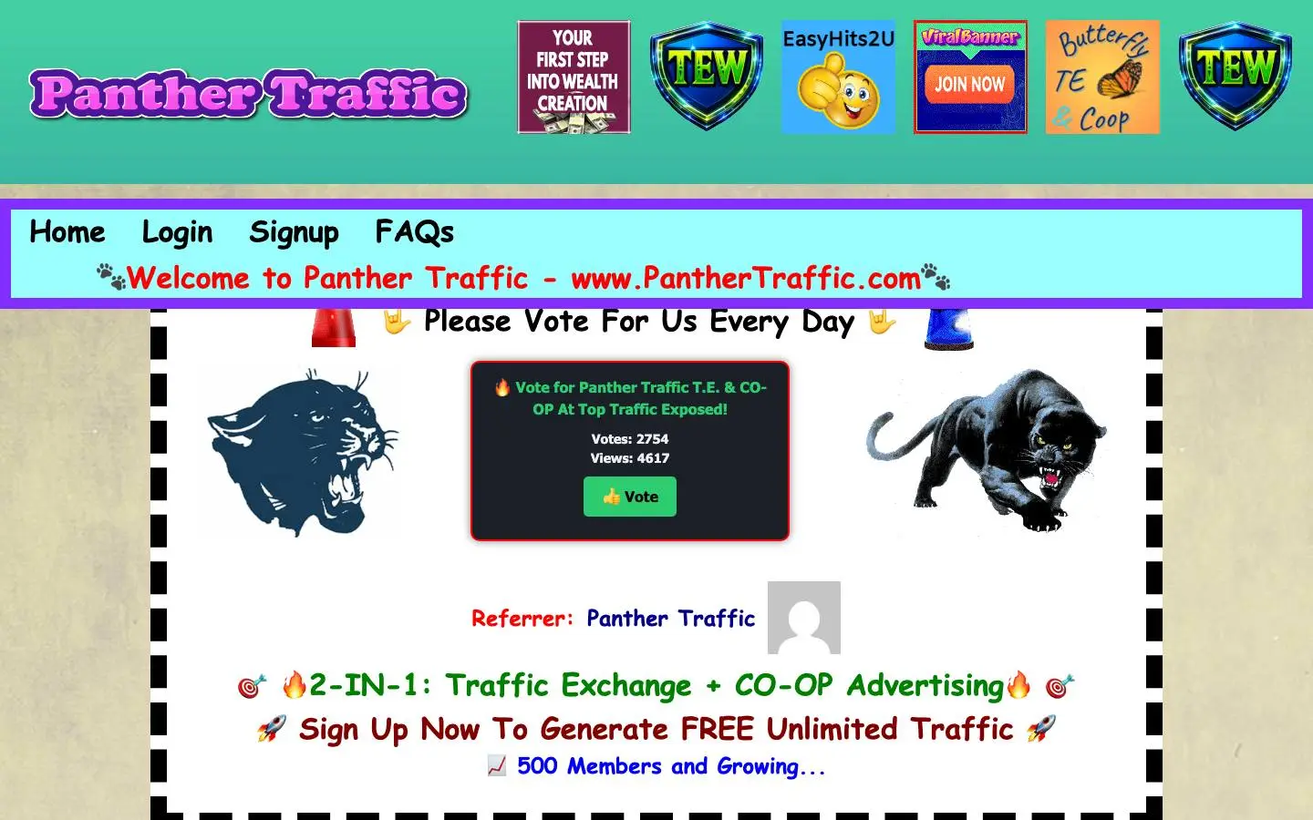 Screenshot of Panther Traffic (panthertraffic.com)