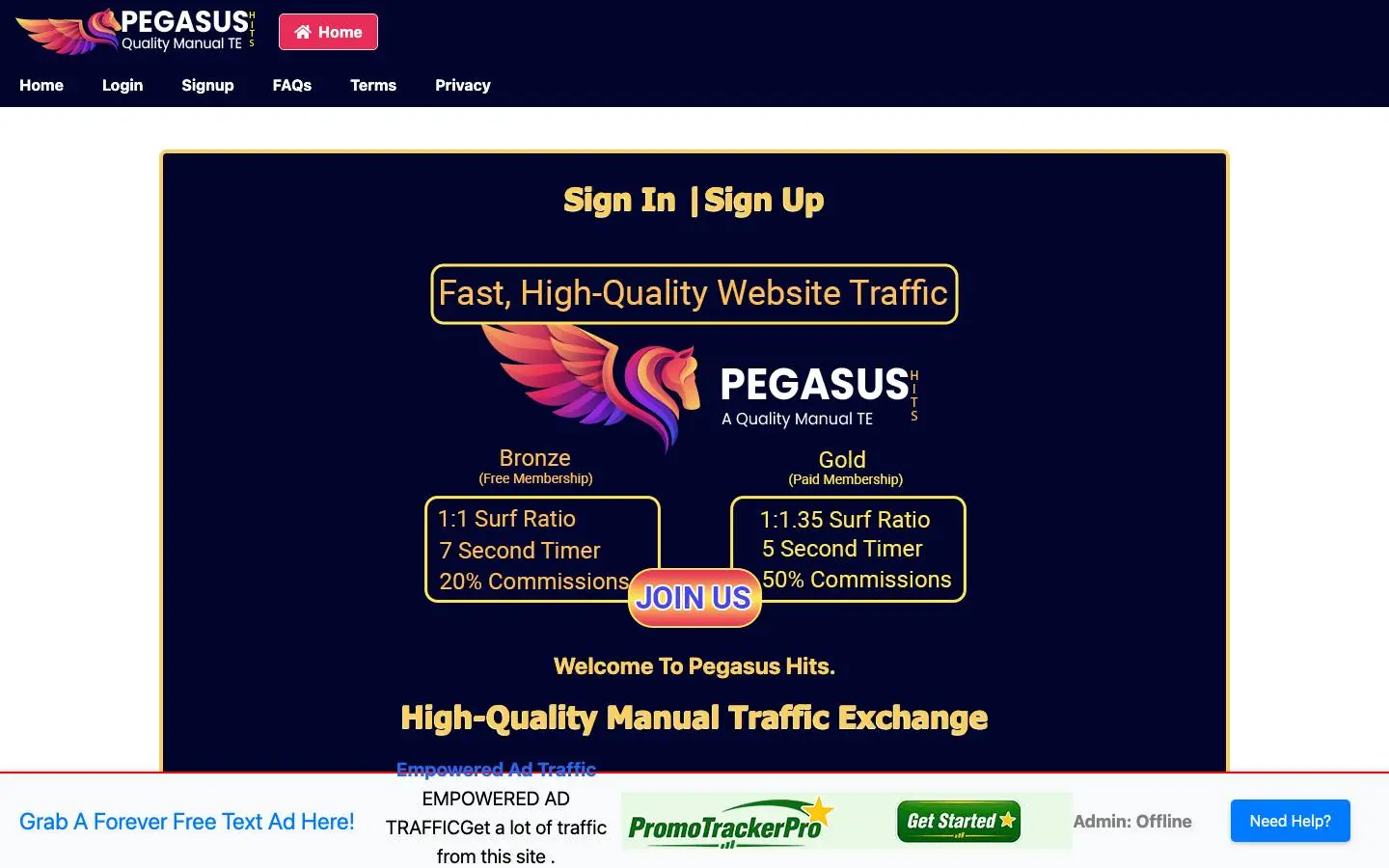 Screenshot of Pegasus Hits (pegasushits.com)