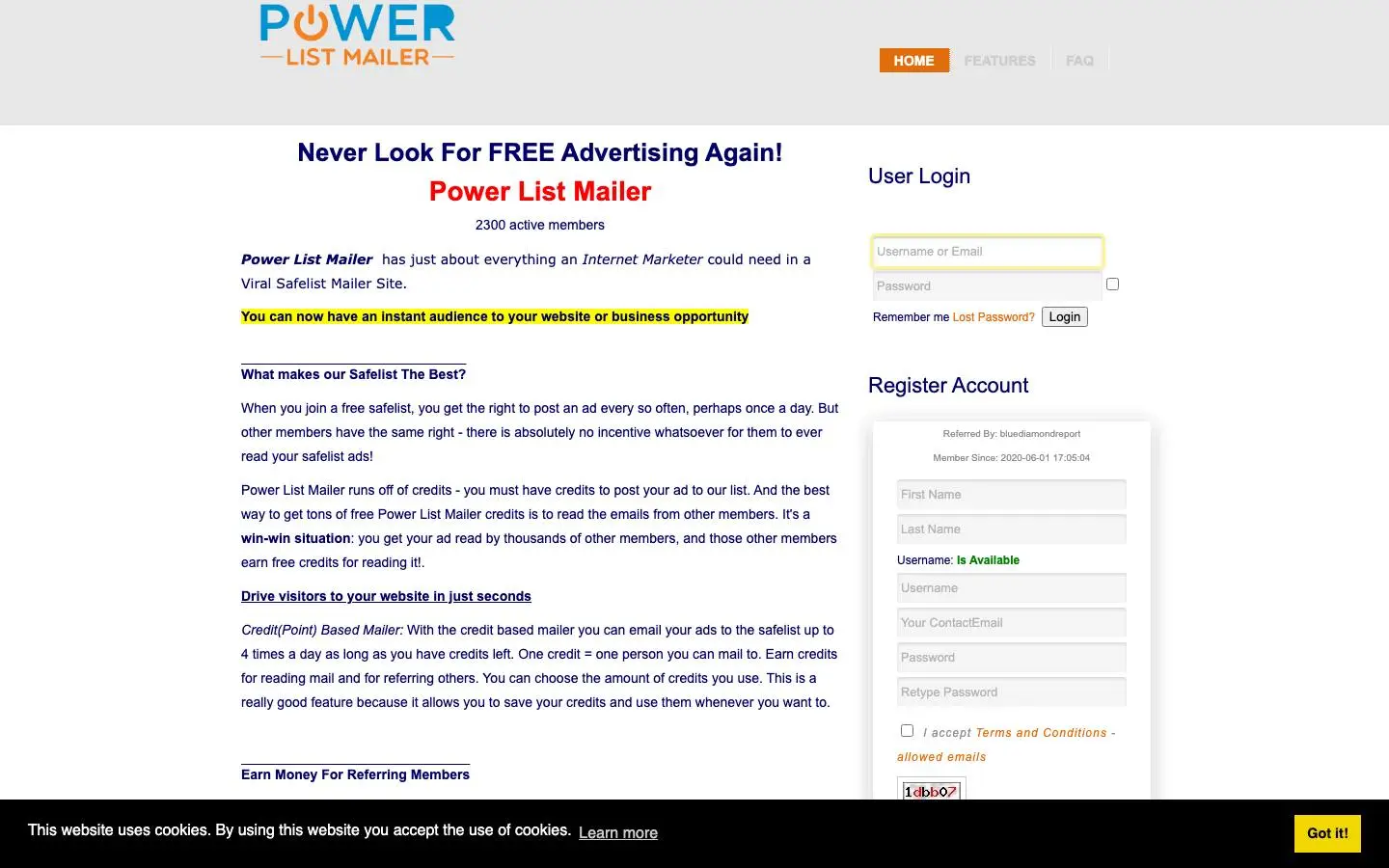Screenshot of Power List Mailer (powerlistmailer.com)