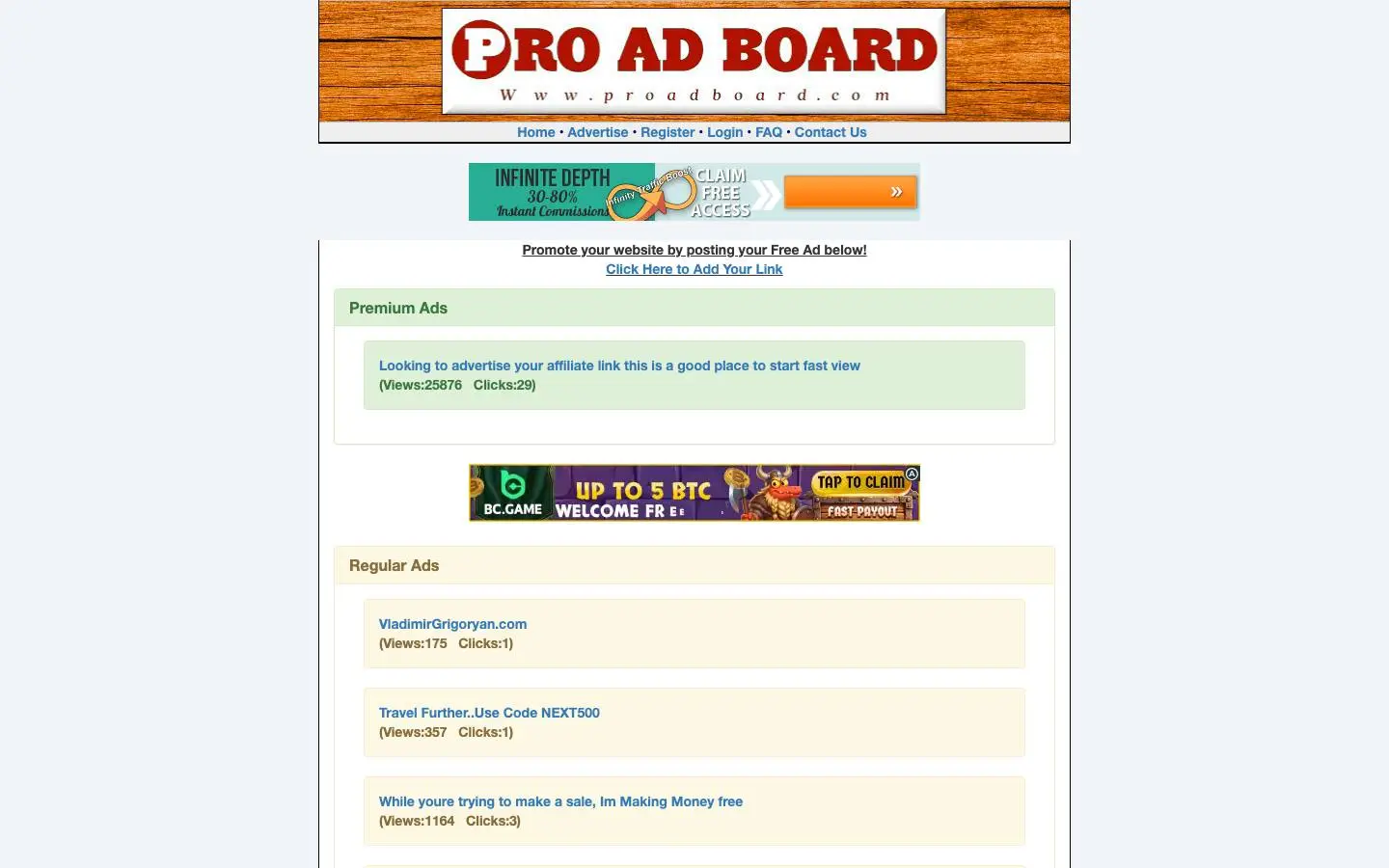 Screenshot of Pro Ad Board (proadboard.com)