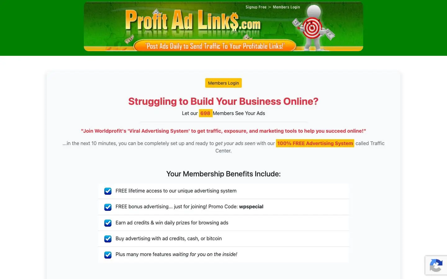 Screenshot of Profitadlinks (profitadlinks.com)
